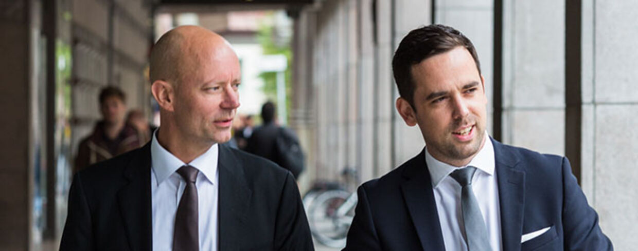 Til venstre ses Jonas Edholm og til højre ses David Harris, der er porteføljeforvaltere i Skagen Focus.